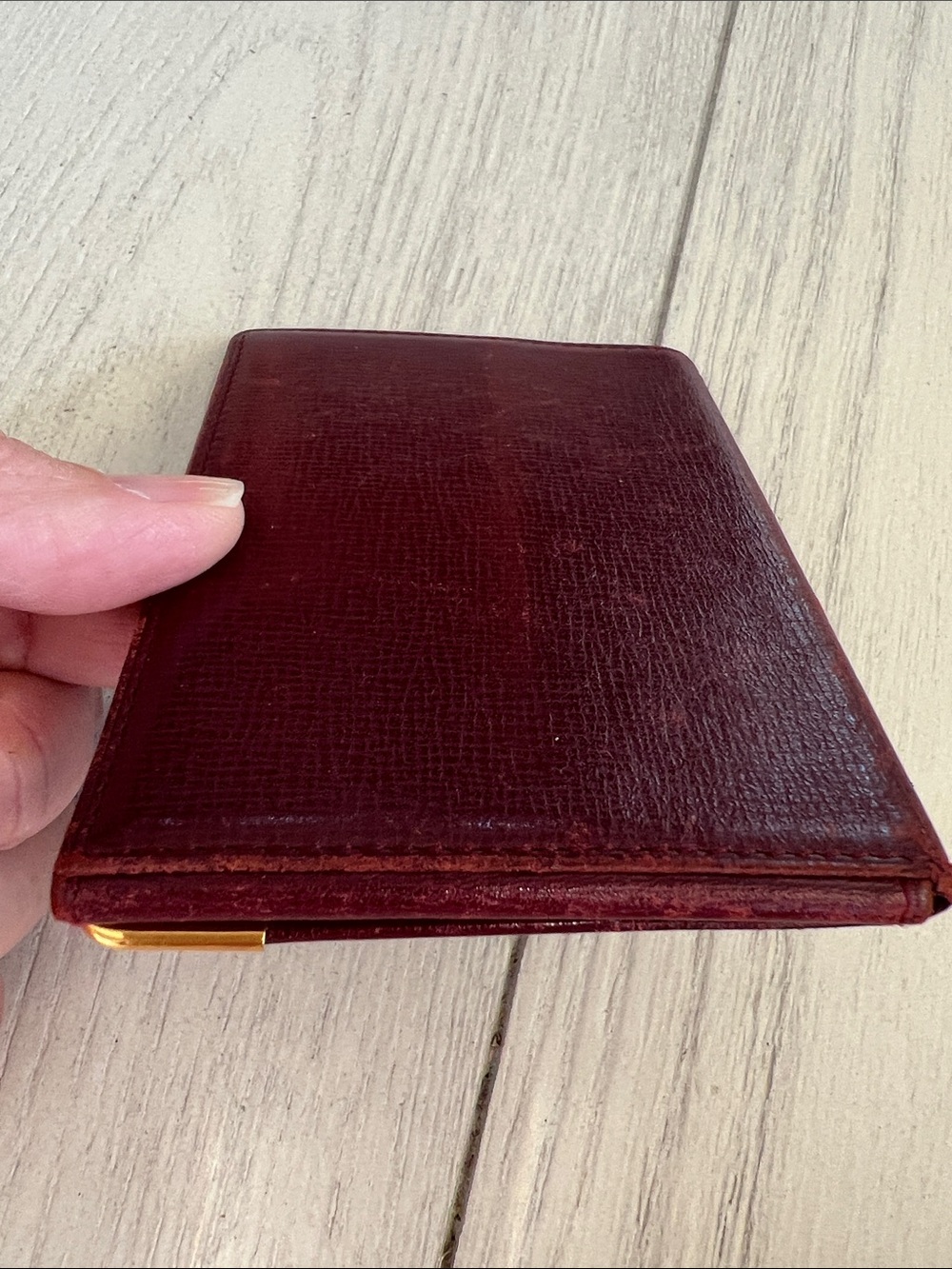Cartier Burgundy Leather Card with Gold Corner Accents - Picture 10 of 11
